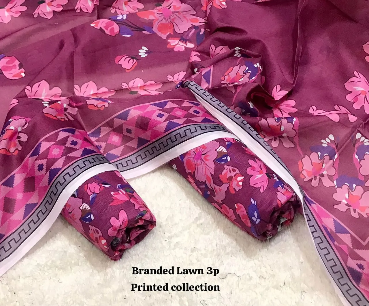 BRANDED Lawn with Lawn Duppata 3pc Lawn Collection 