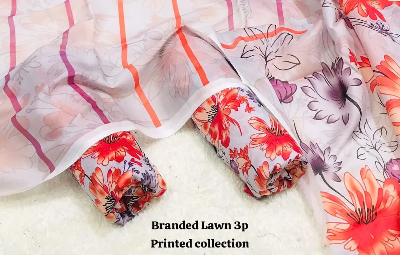 BRANDED Lawn with Lawn Duppata 3pc Lawn Collection 