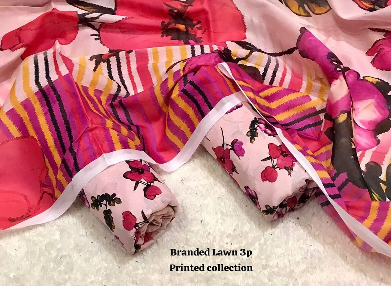 BRANDED Lawn with Lawn Duppata 3pc Lawn Collection 