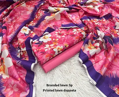 BRANDED Lawn with Lawn Duppata 3pc Lawn Collection 