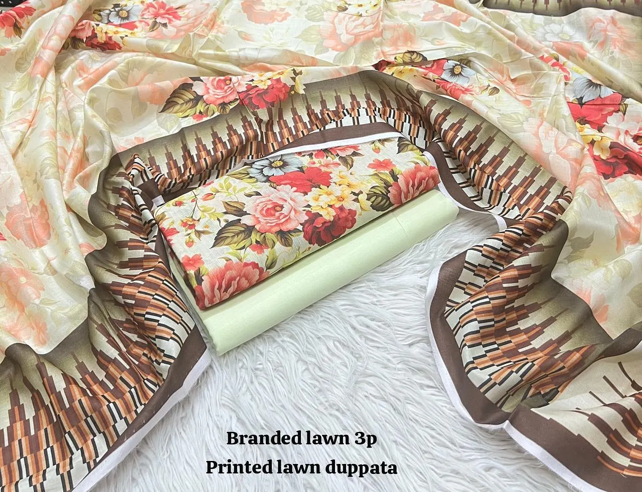 BRANDED Lawn with Lawn Duppata 3pc Lawn Collection 