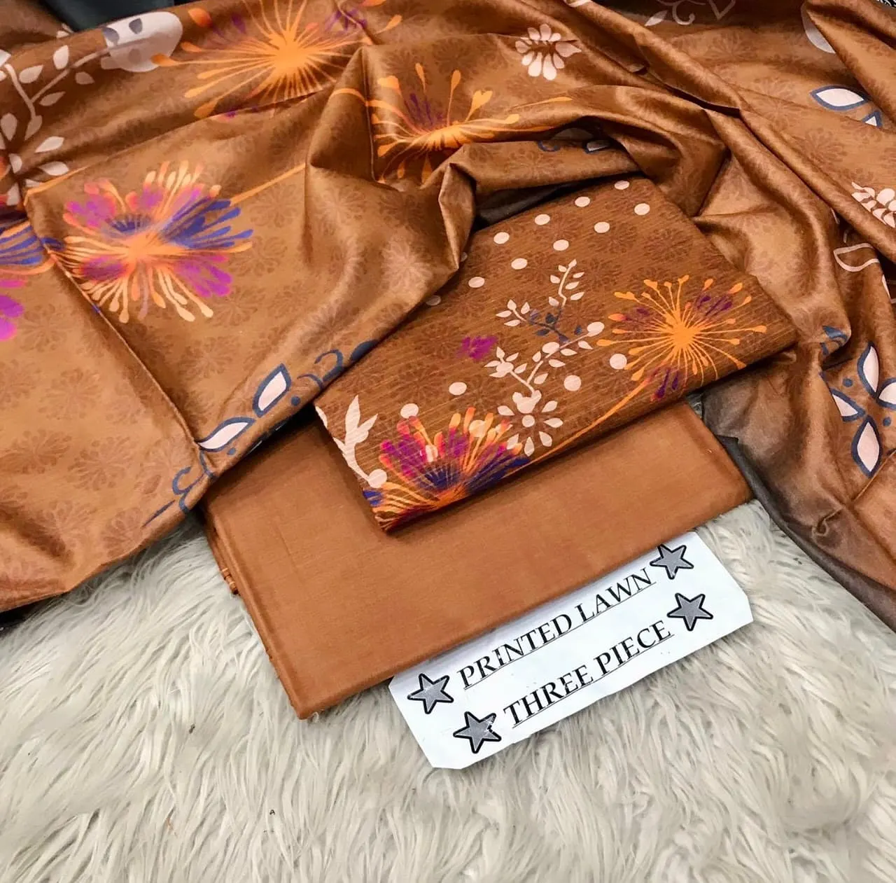 BRANDED Lawn with Lawn Duppata 3pc Lawn Collection 