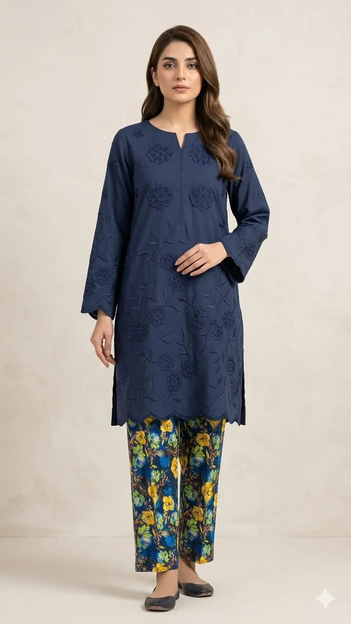 Chikenkari shirt with Printed Trouser