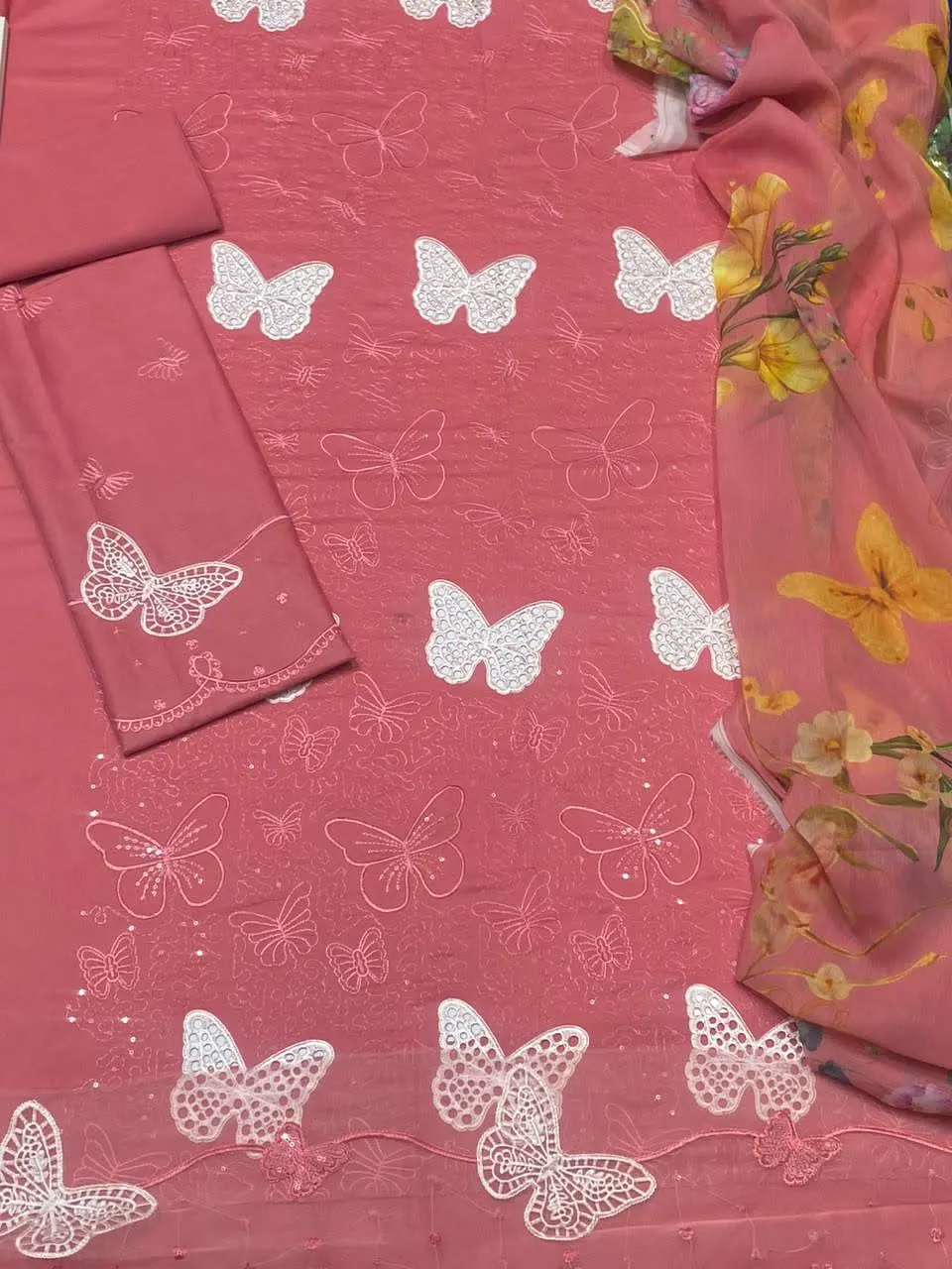 Maria B Chicken Kari Butterfly Embroidered