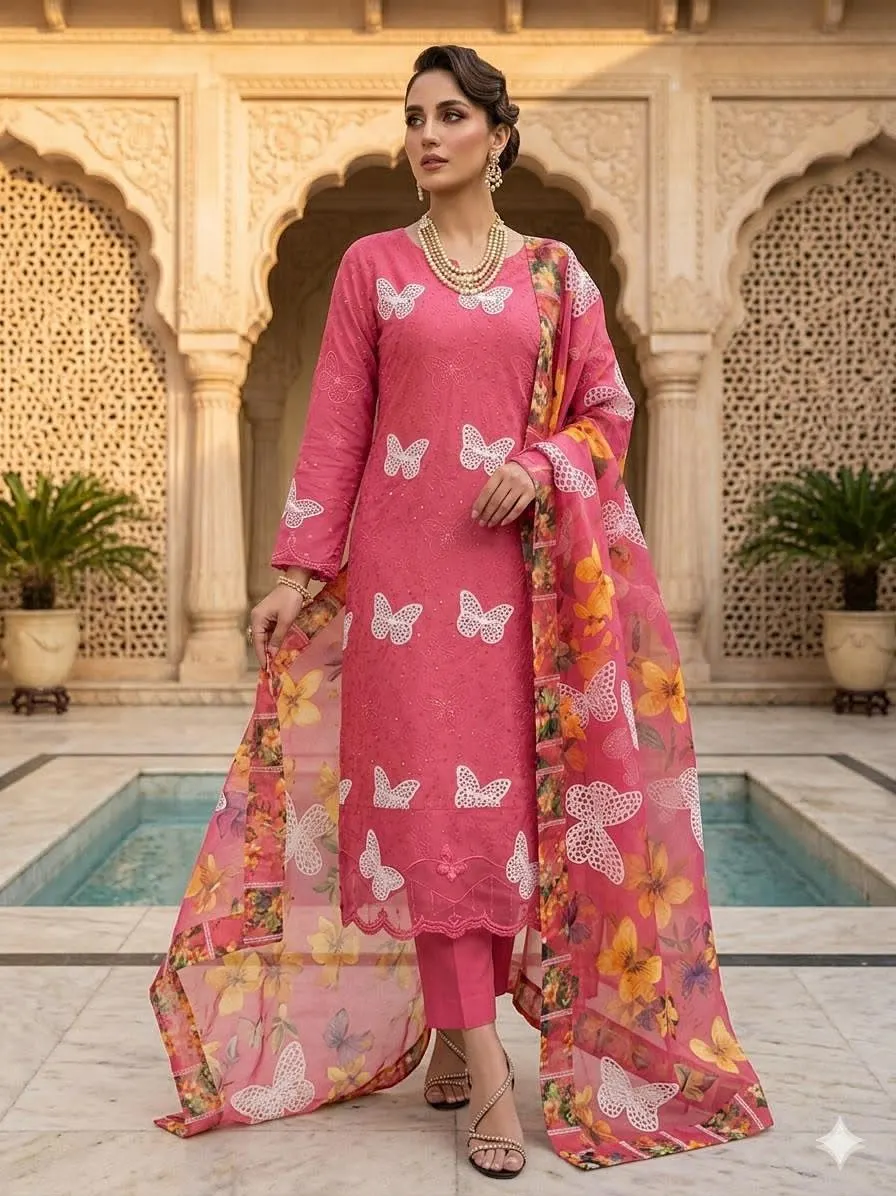 Maria B Chicken Kari Butterfly Embroidered