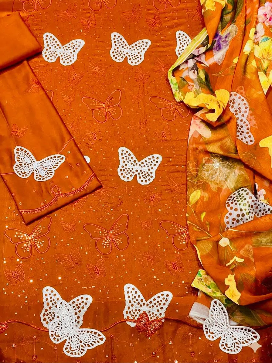Maria B Chicken Kari Butterfly Embroidered