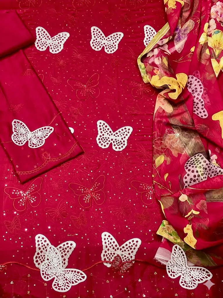 Maria B Chicken Kari Butterfly Embroidered