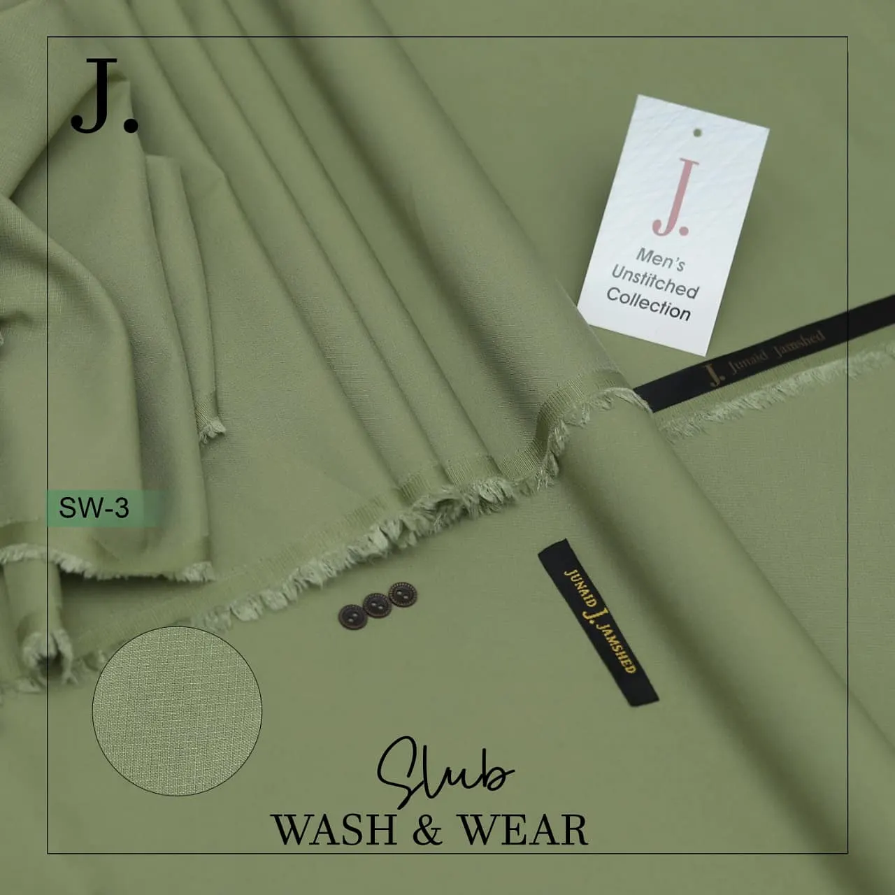Junaid Jamshed — Check + Slub Wash n Wear
